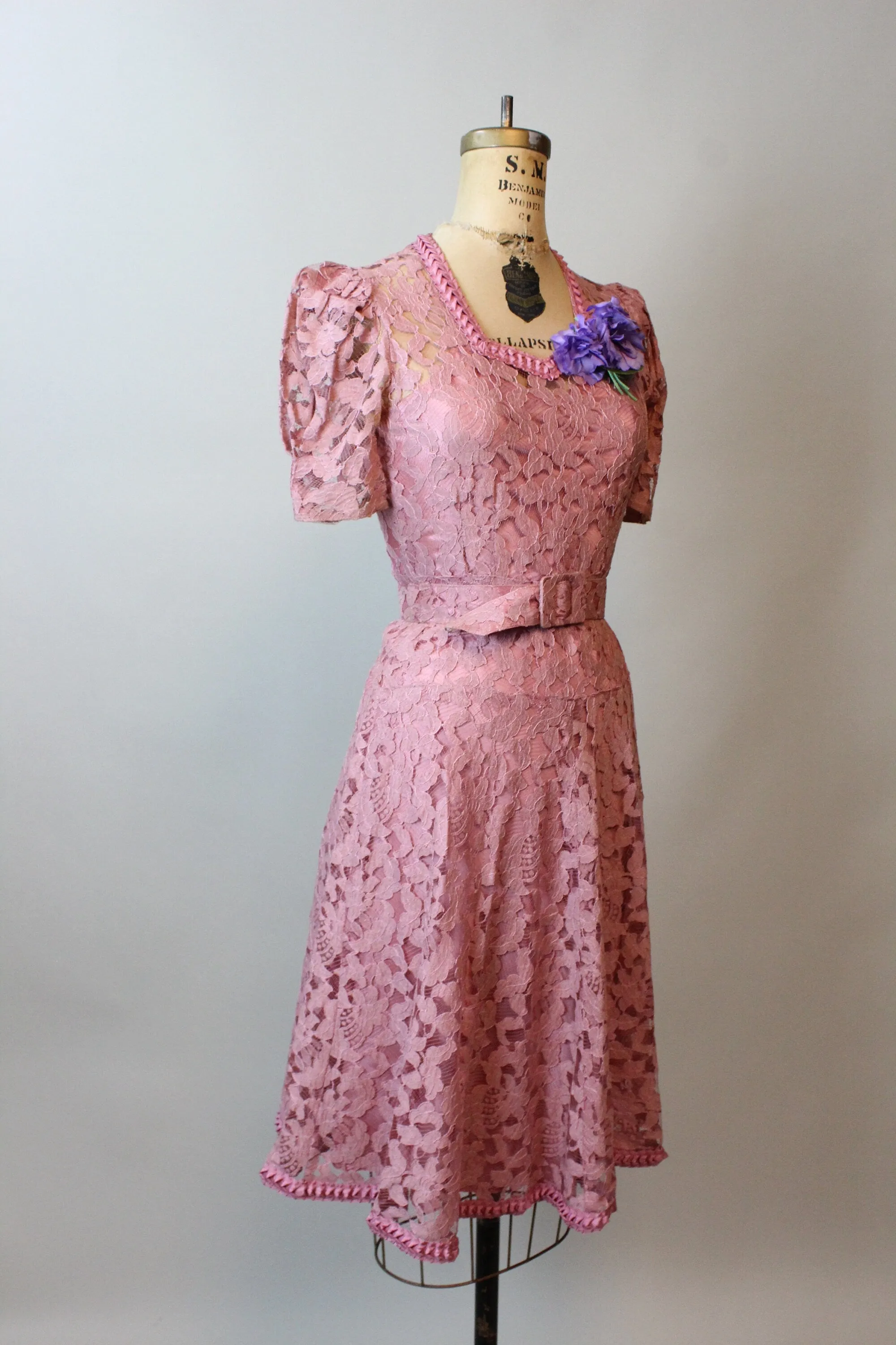 1930s two piece LACE PUFF SLEEVE dress xs | new spring summer