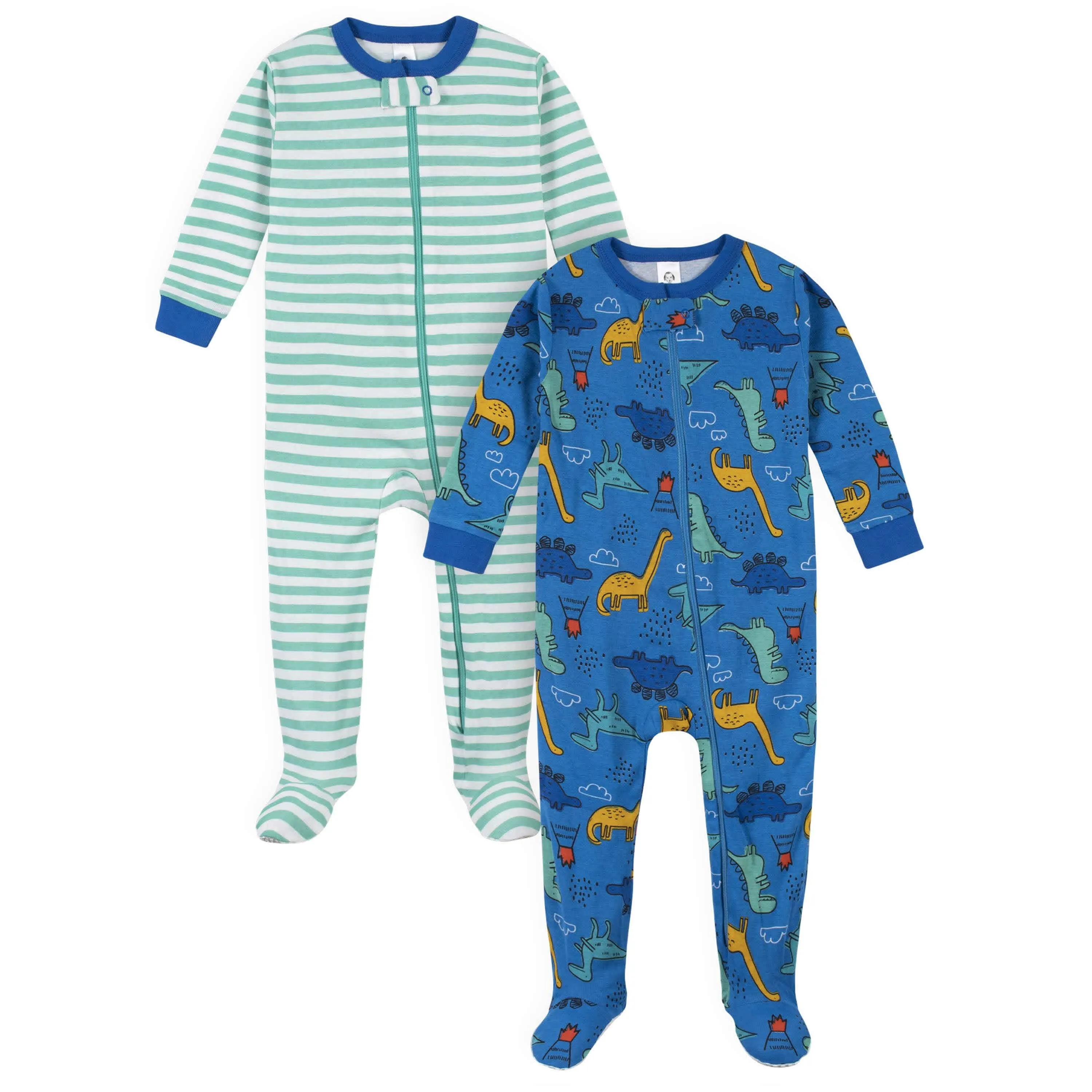 4-Pack Boys Dinosaurs & Sea Snug Fit Footed Cotton Pajamas