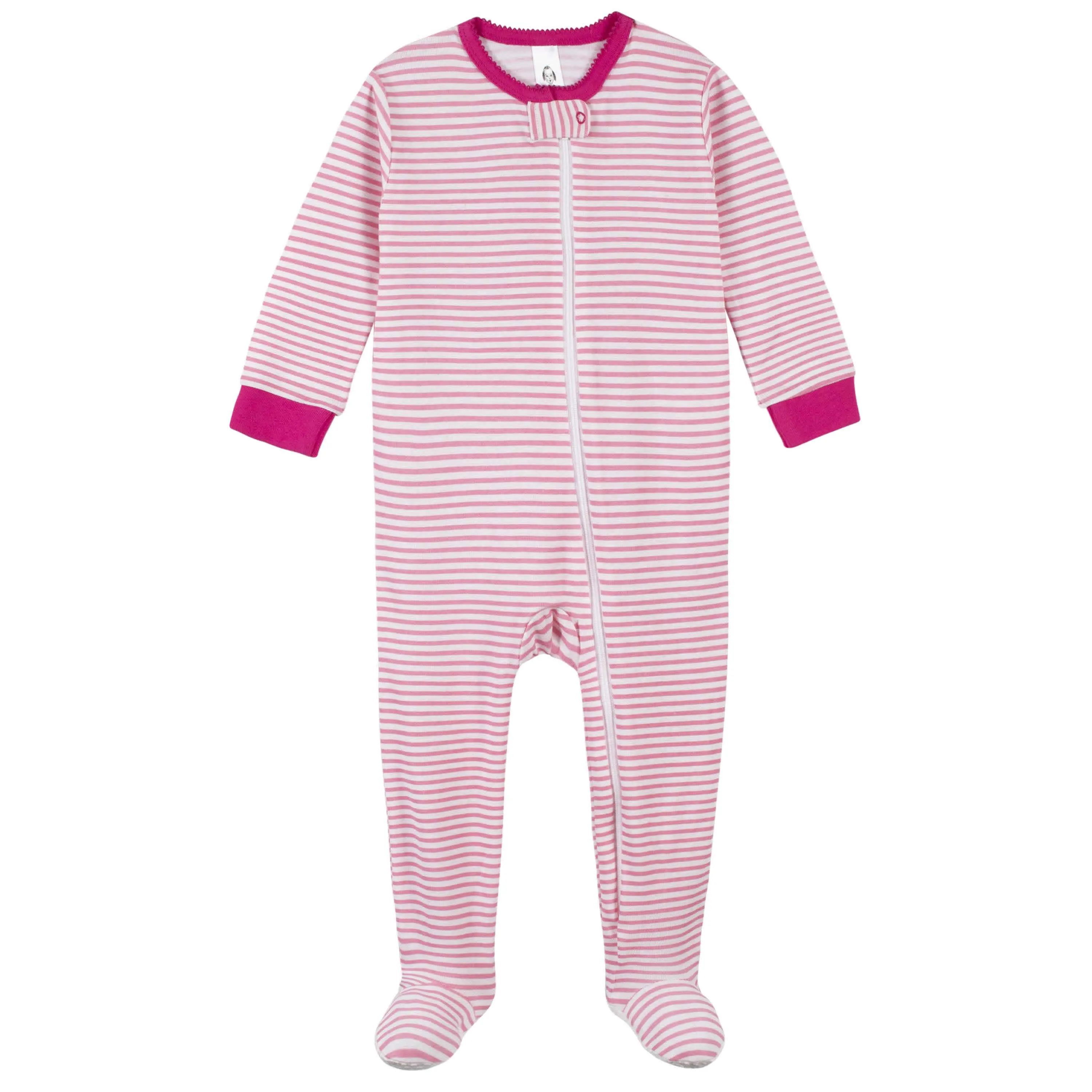 4-Pack Girls Berries & Flamingos Snug Fit Footed Cotton Pajamas