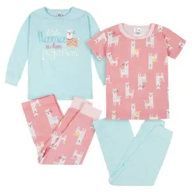 4-Piece Infant & Toddler Girls Llama Snug Fit Cotton Pajamas