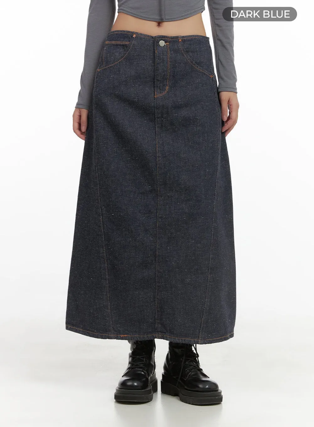 A-Line Denim Maxi Skirt CS405