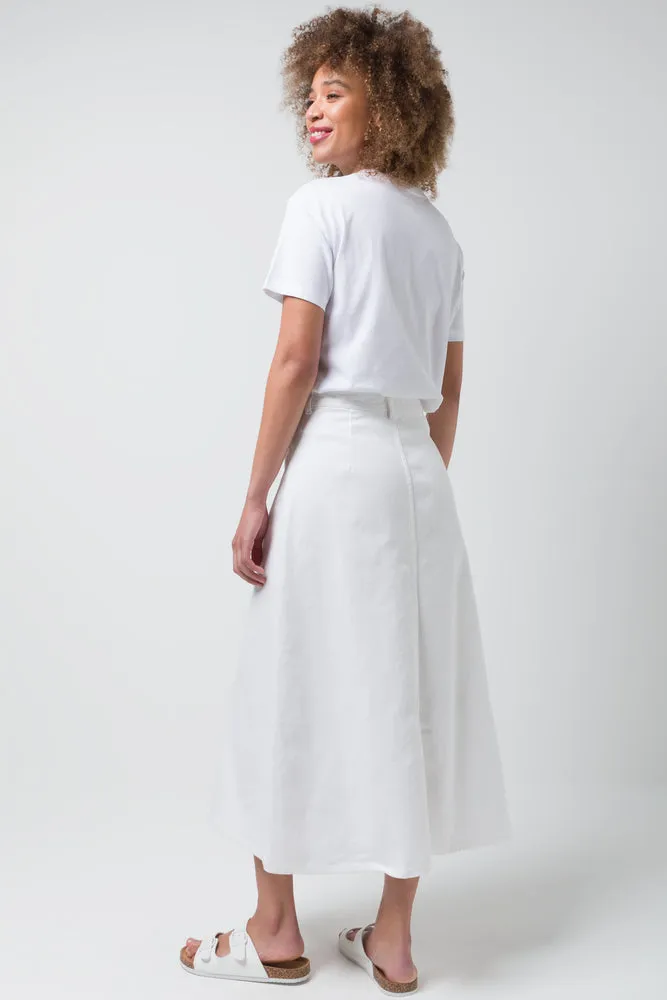 A-Line Denim Skirt White