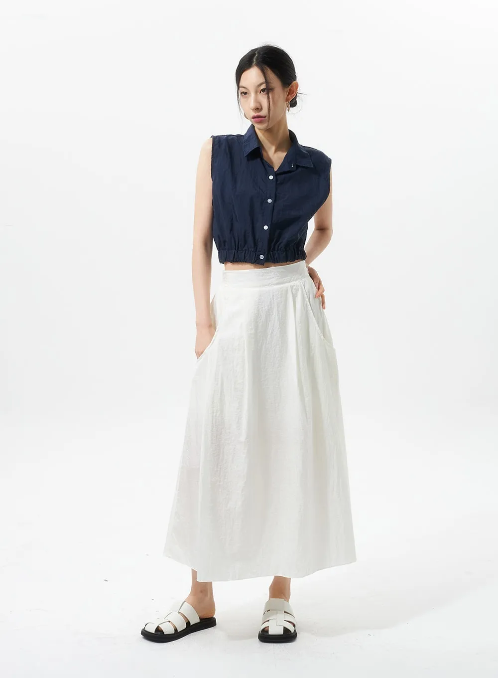 A-Line Nylon Maxi Skirt IU326