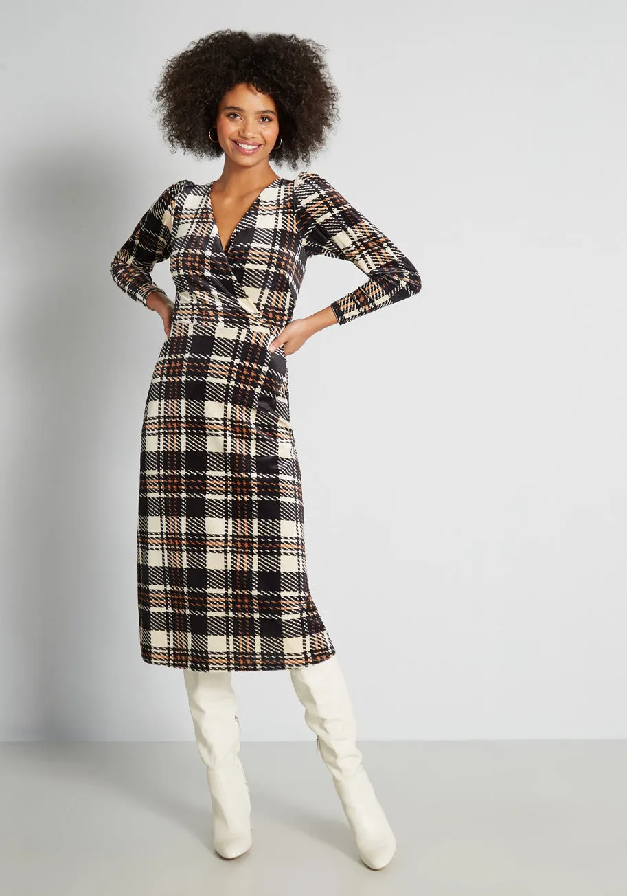 A Plaid Habit Midi Dress