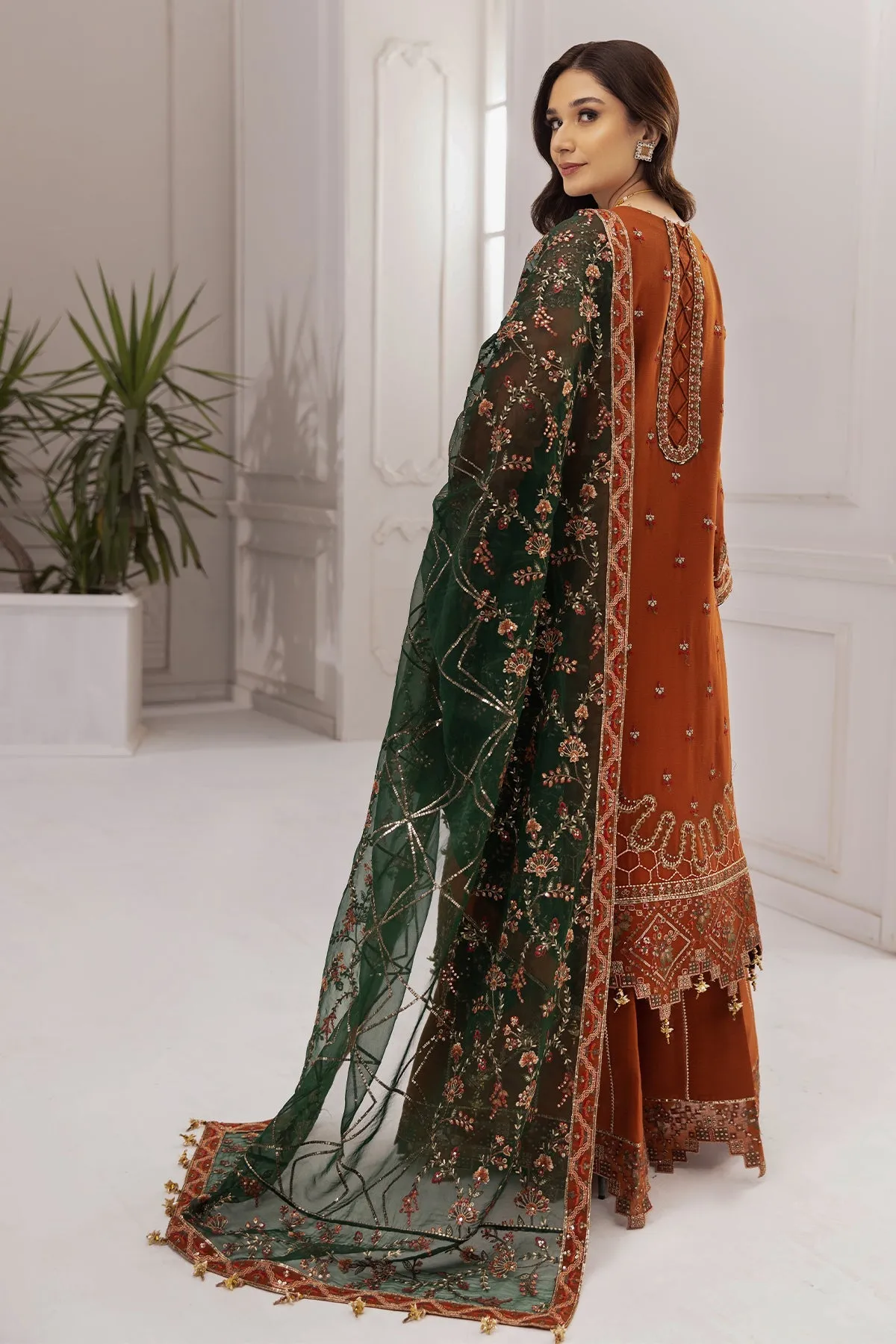 Alizeh Rang-e-Mehr Formal Collection – Embroidered Chiffon Rust - V14D02