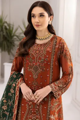 Alizeh Rang-e-Mehr Formal Collection – Embroidered Chiffon Rust - V14D02