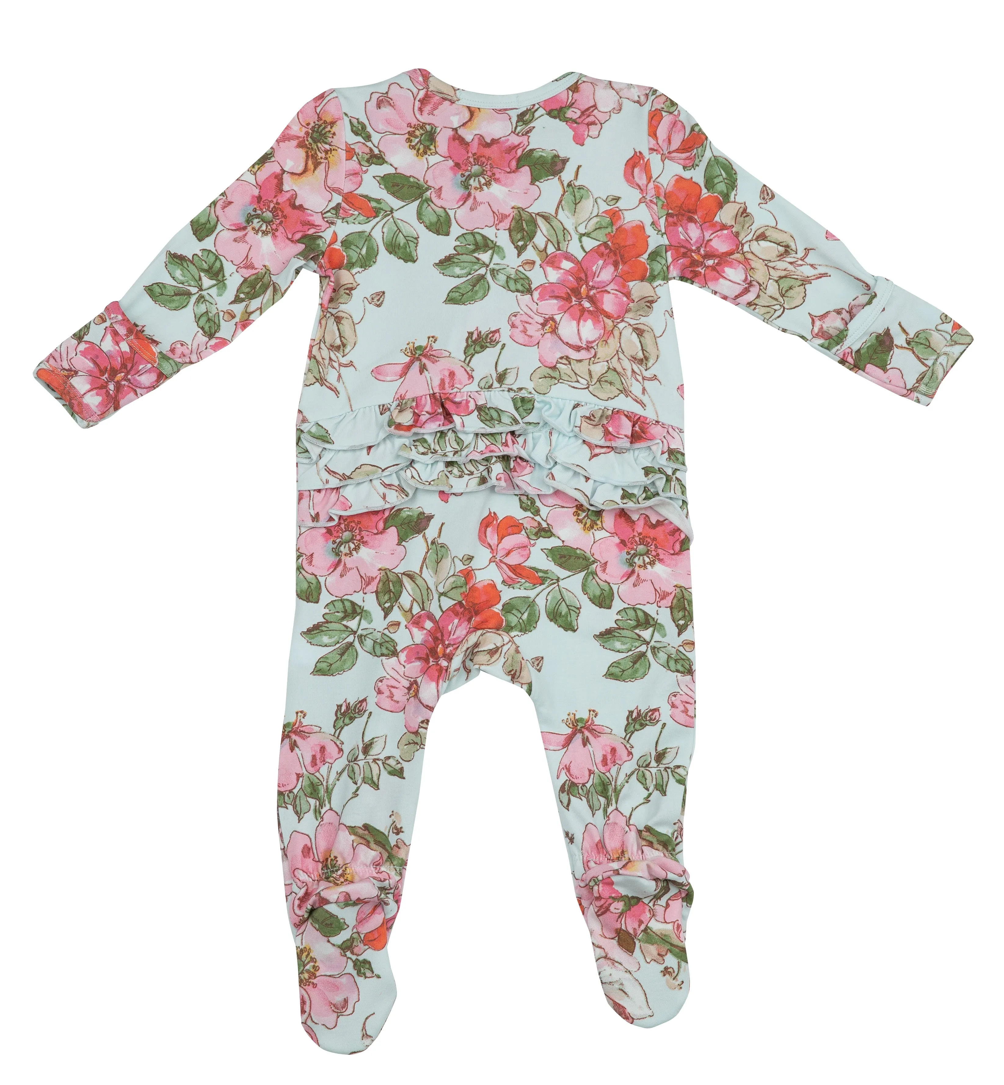 Angel Dear Woodland Rose Ruffle Back Footie with Zipper