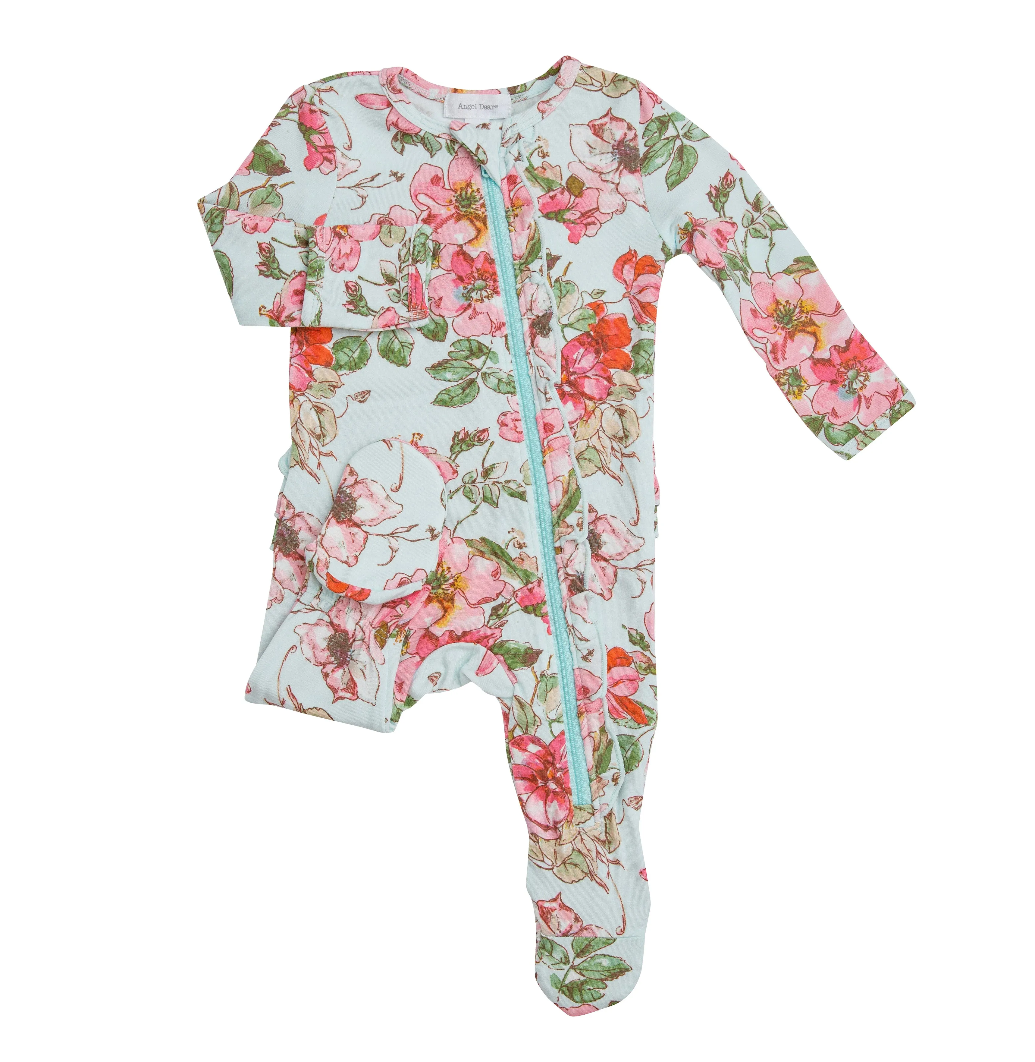 Angel Dear Woodland Rose Ruffle Back Footie with Zipper