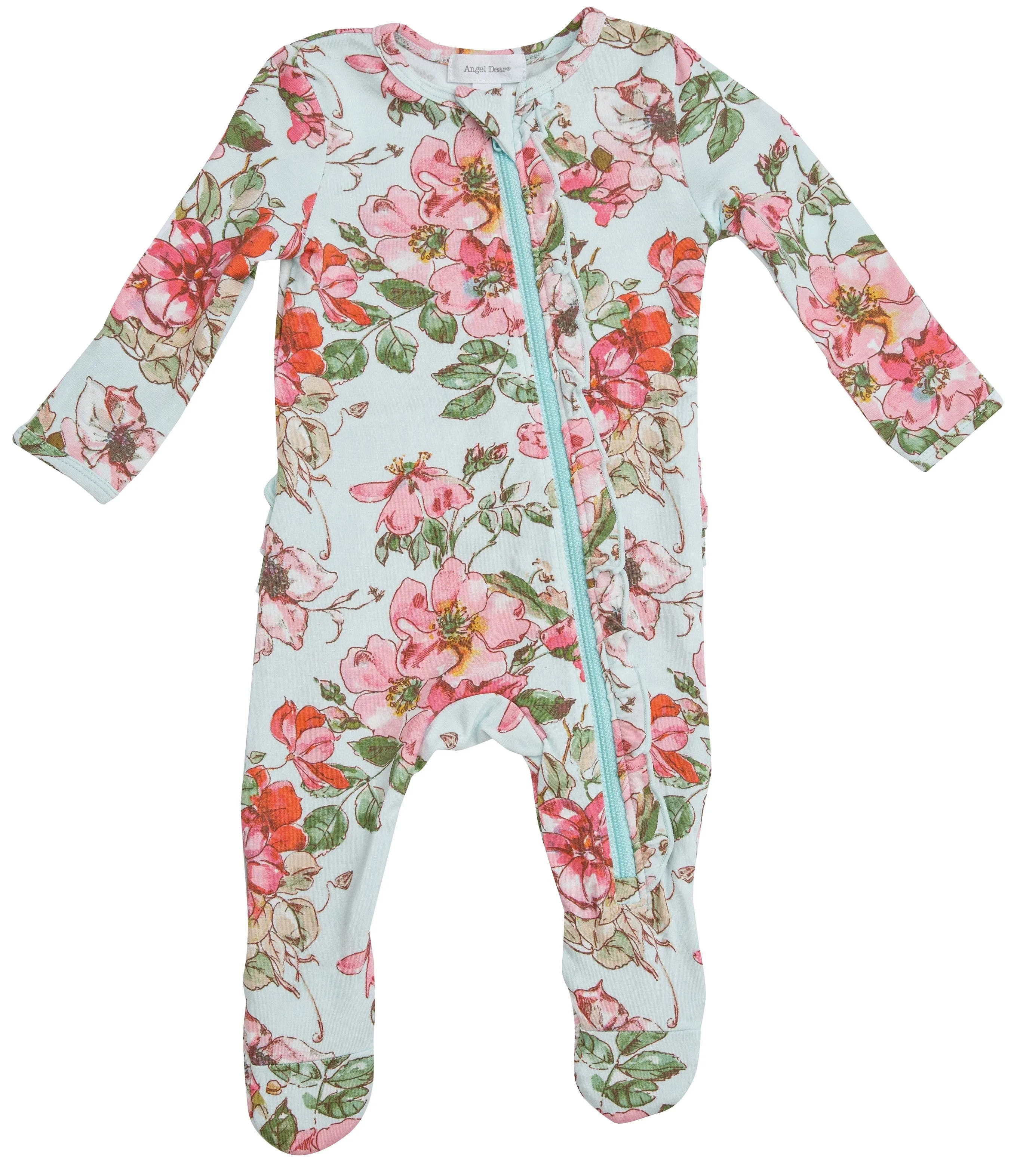 Angel Dear Woodland Rose Ruffle Back Footie with Zipper