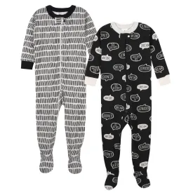 Baby Boys' 2-Pack Organic "Sleepy" Snug Fit Footed Pajamas