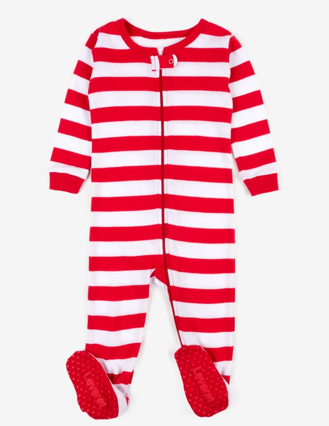 Baby Footed Red Striped Pajamas