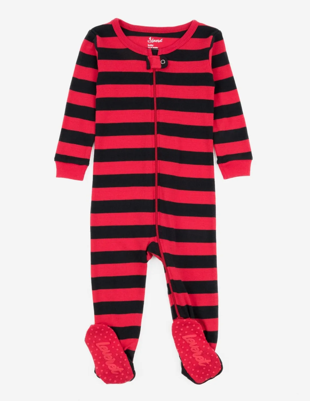 Baby Footed Red Striped Pajamas