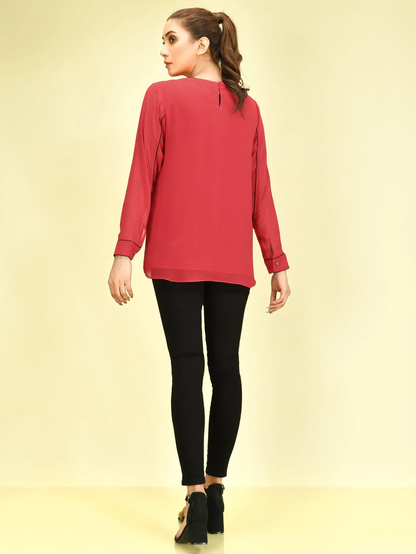 Basic Chiffon Top - Red