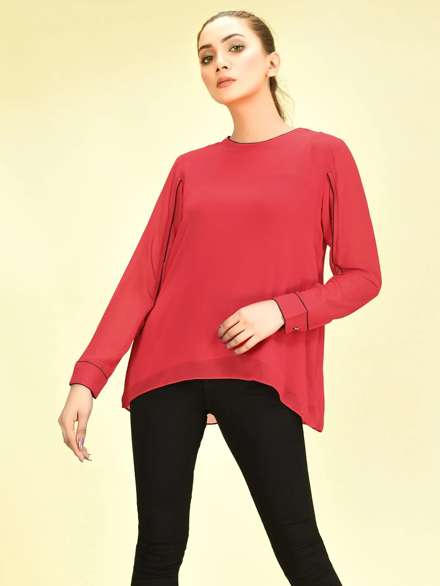 Basic Chiffon Top - Red