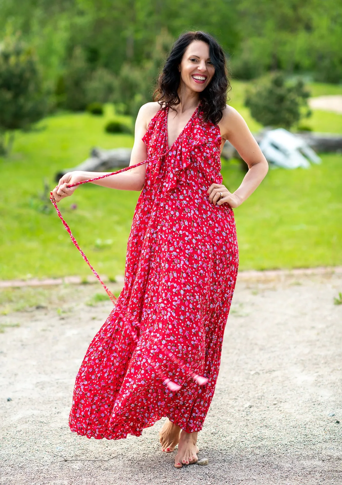 Bianca Red Rose Dress