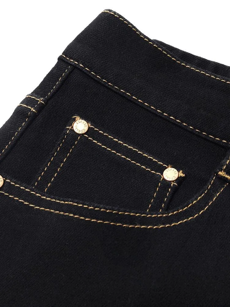 Black Denim A-Line Women Skirt