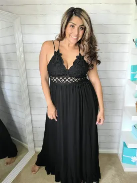 Black Dual Strap Lace Maxi Dress