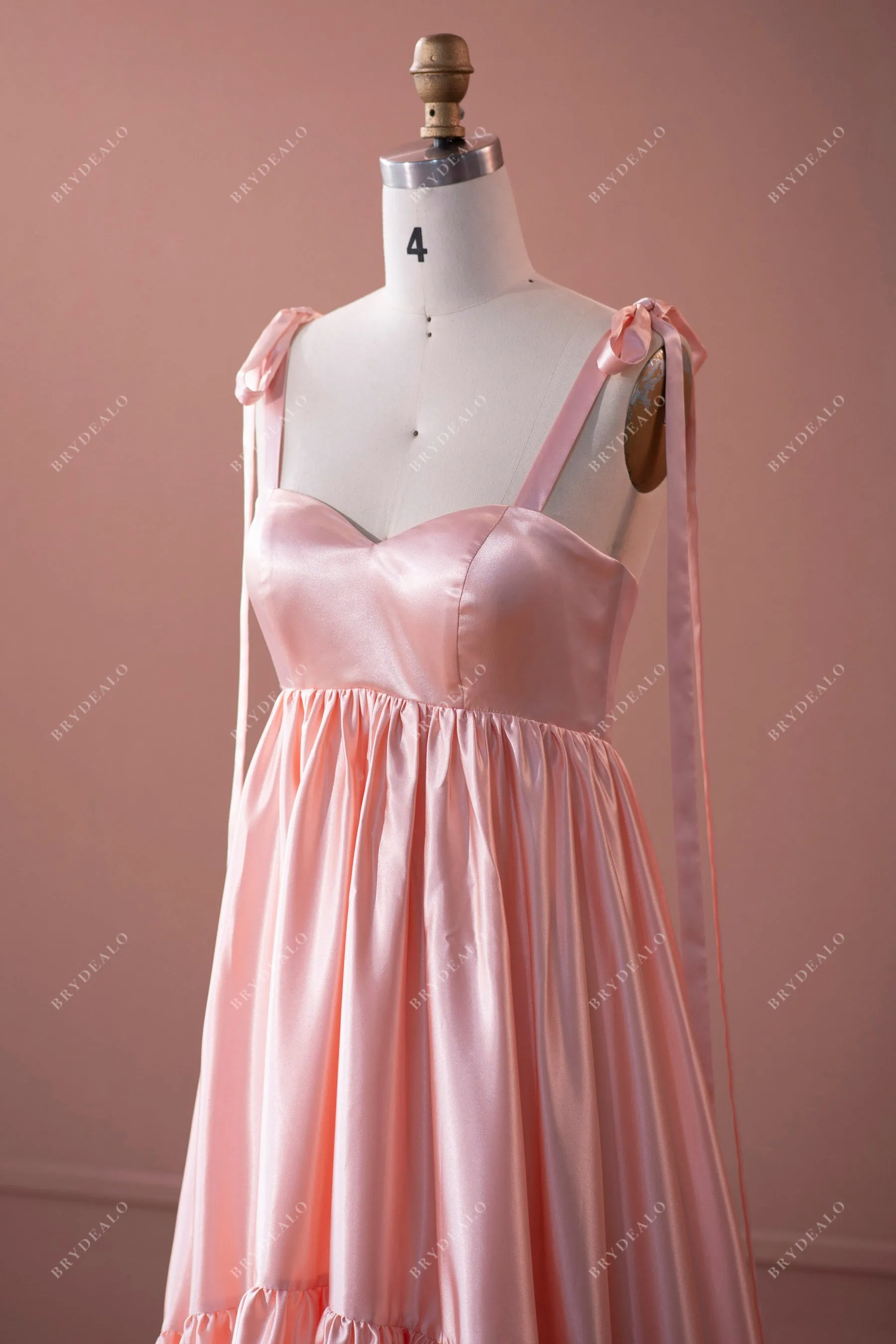 Blushing Pink Straps Long Charmeuse Formal Dress