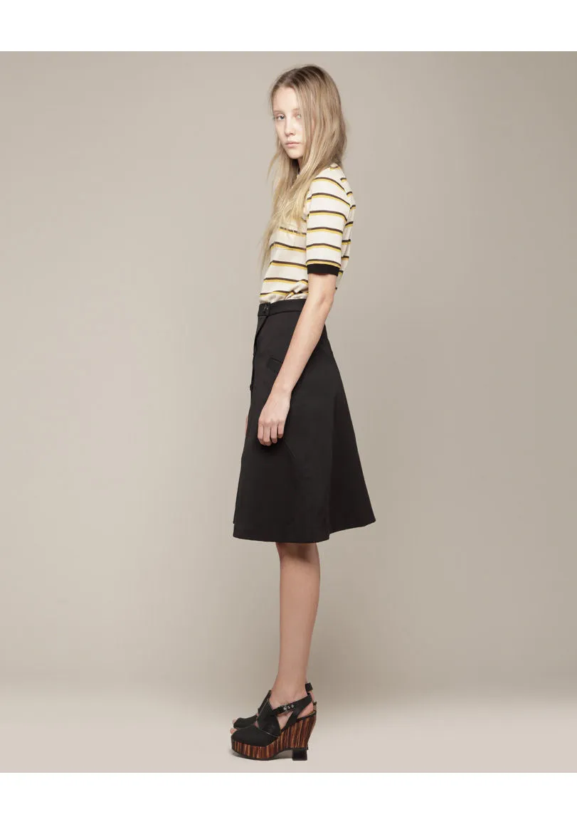 Button Front A-Line Skirt