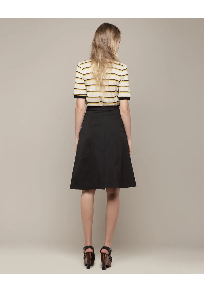 Button Front A-Line Skirt