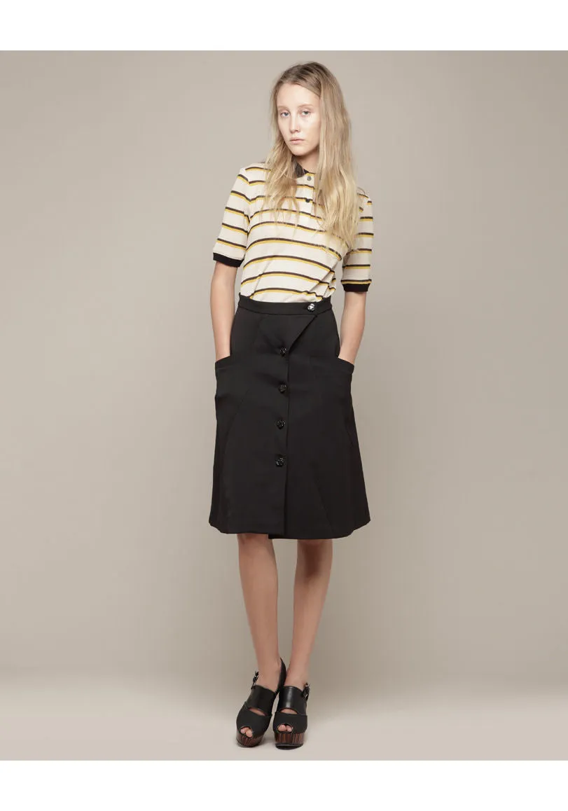 Button Front A-Line Skirt