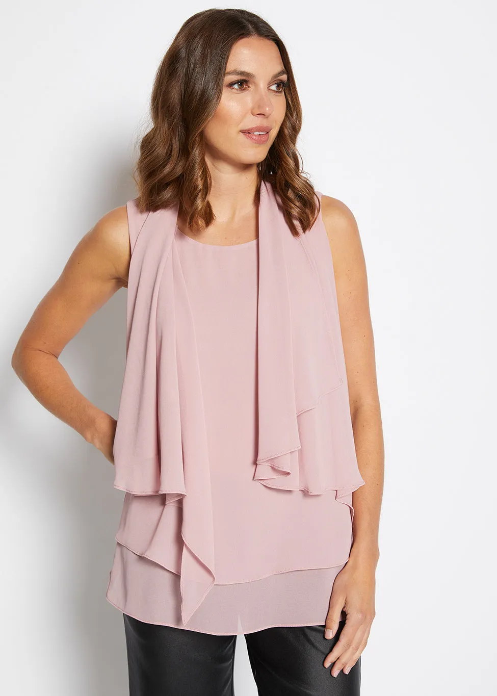 Cape multi wear chiffon blouse in Dusty Pink