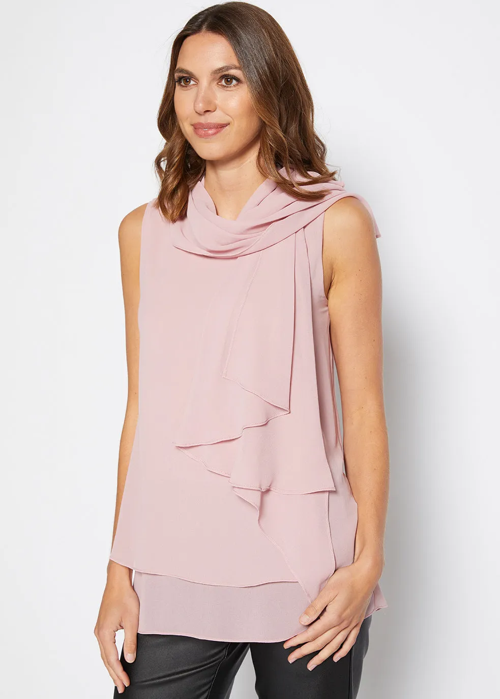 Cape multi wear chiffon blouse in Dusty Pink