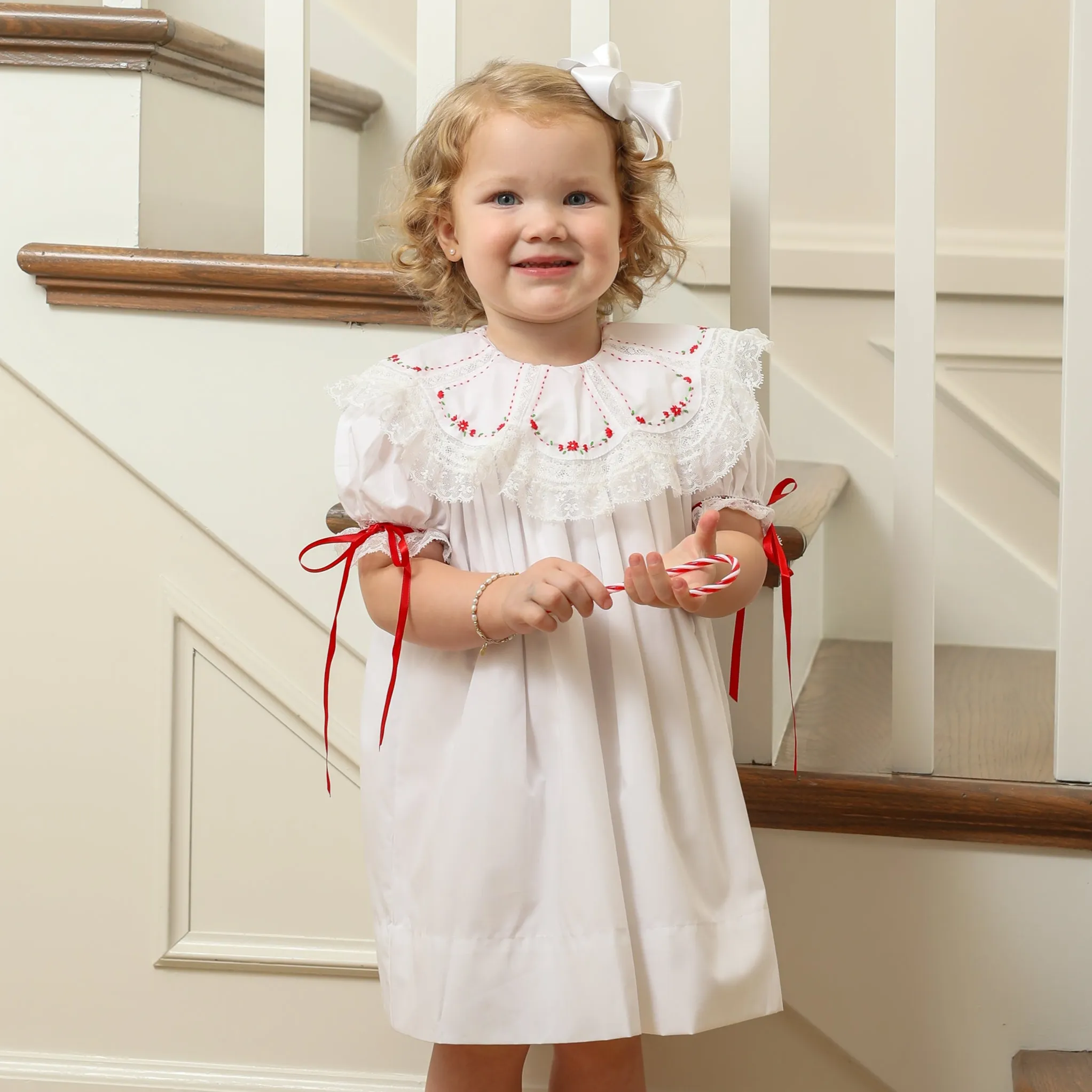 Chandler Dress- Red Embroidery Rose Buds