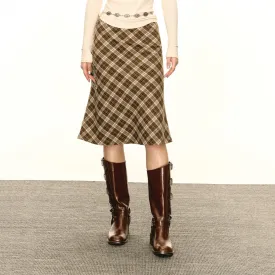 Classic Plaid A-Line Midi Skirt