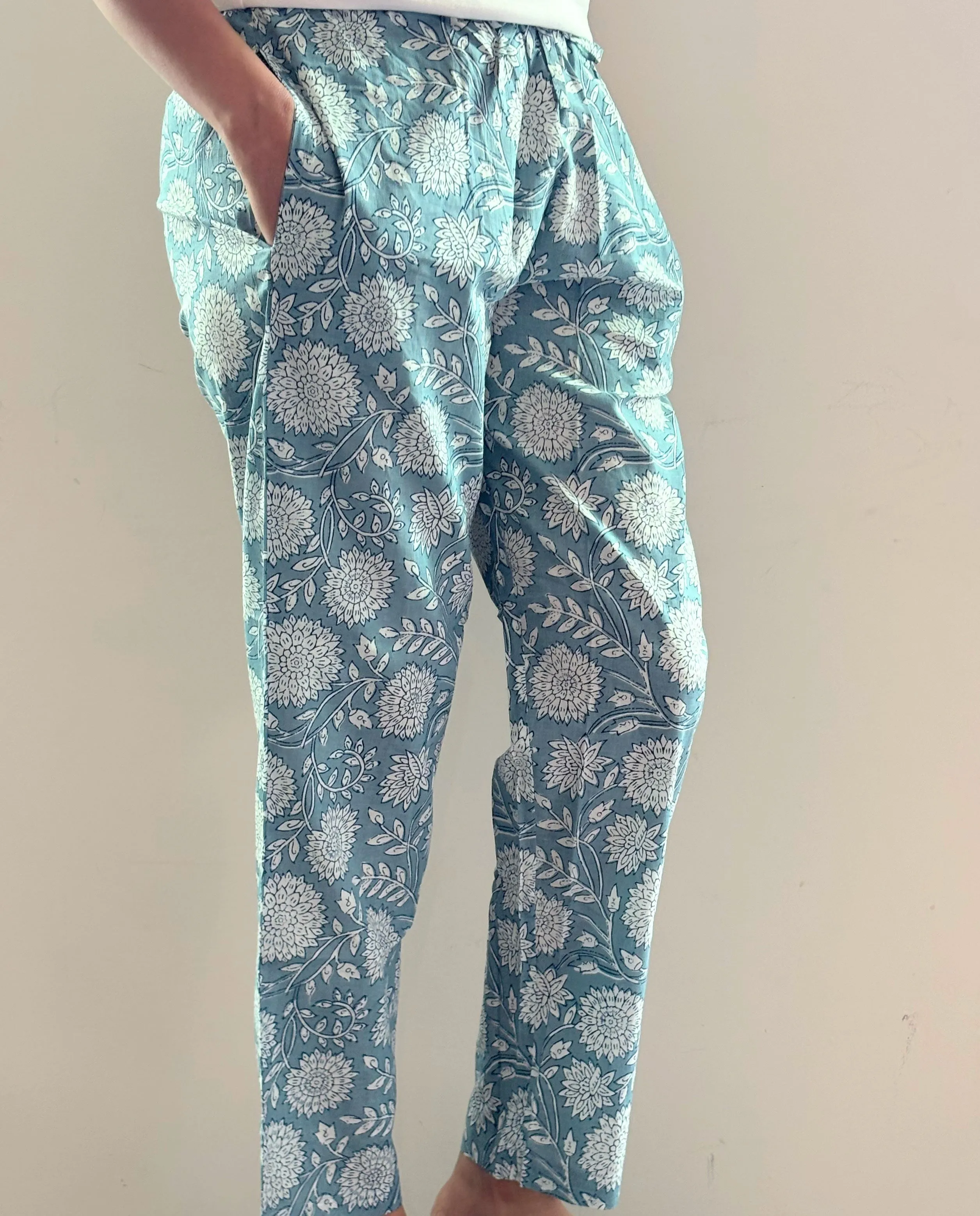 Cotton Pajama Pants Women - Misty Blossom