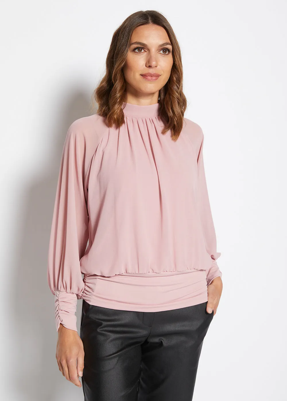 Crawley chiffon billow blouse in Dusty Pink