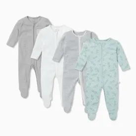 Crocodile Clever Zip Baby Pajamas 4 Pack