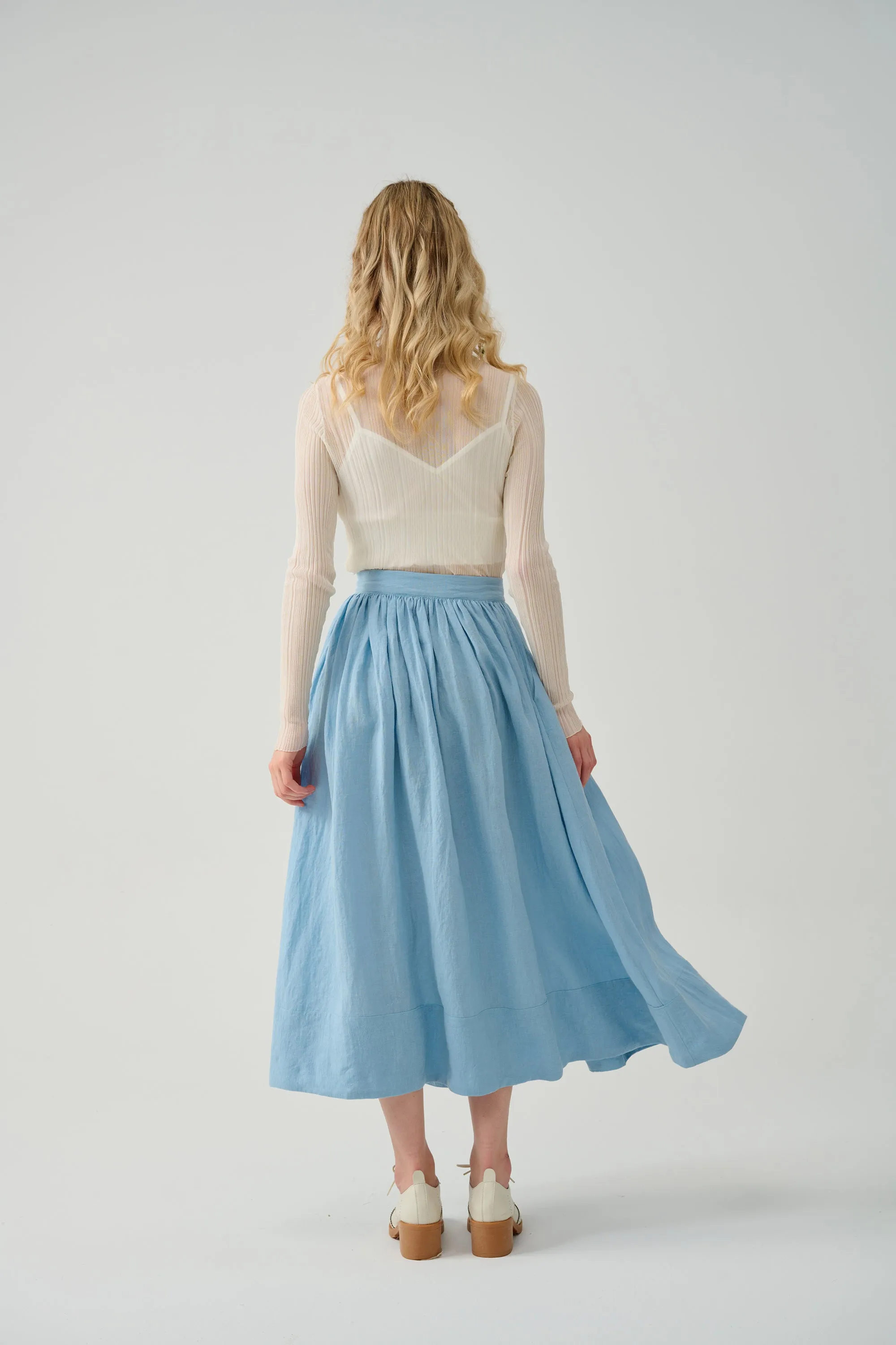 Daisy 03 | Midi linen skirt in humus