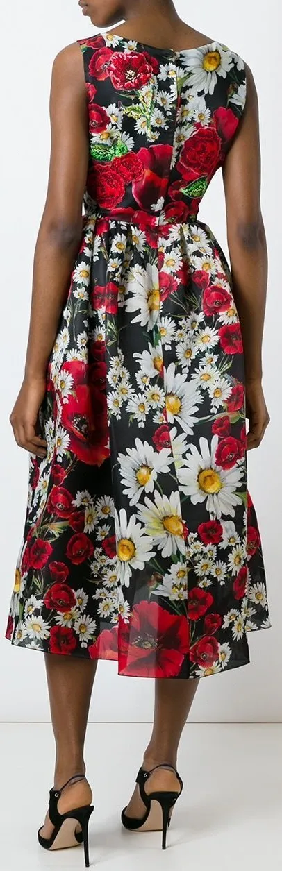 *Extended Sizes* Daisy and Poppy Print Chiffon Midi Dress