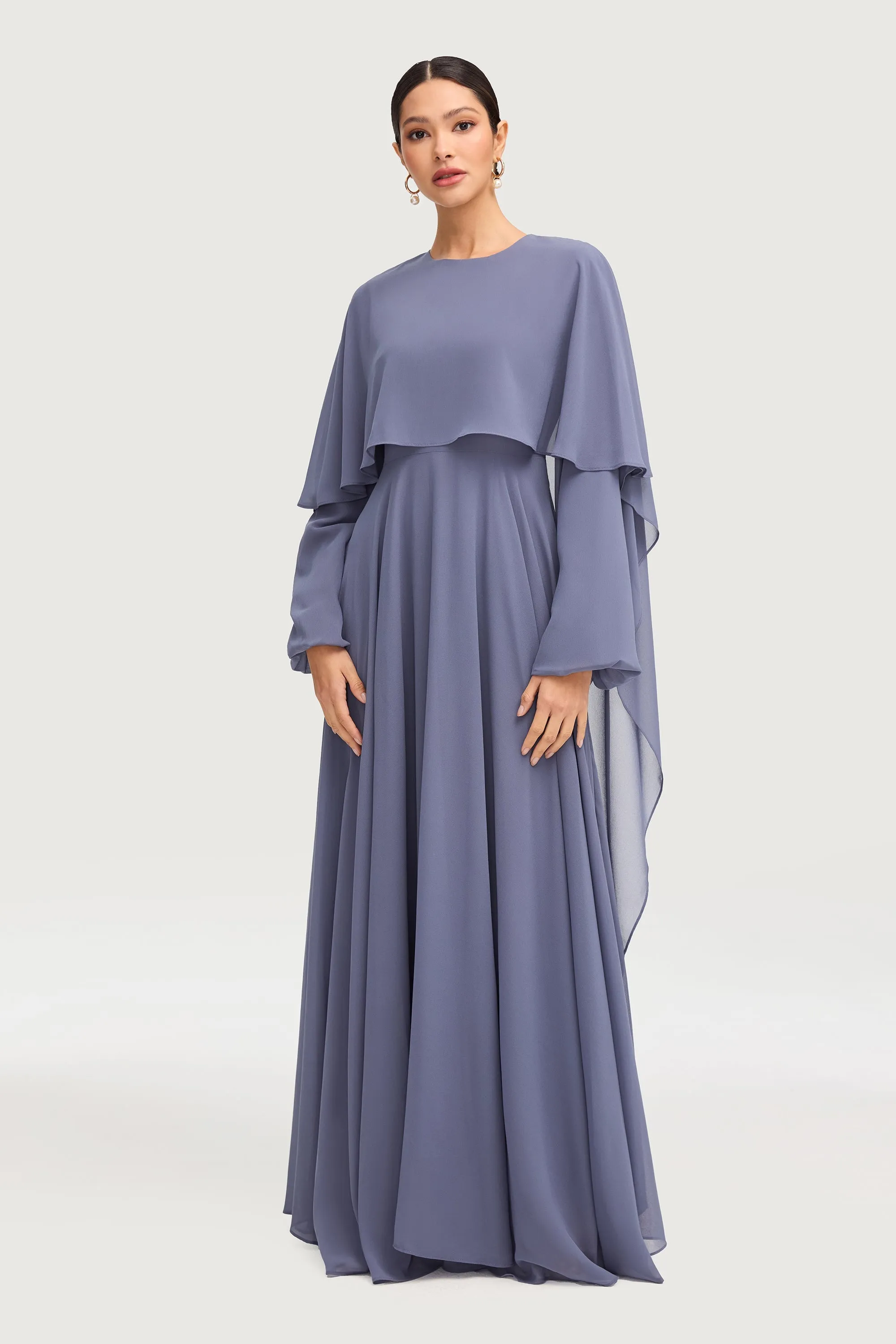 Falak Draped Chiffon Maxi Dress - Dusk