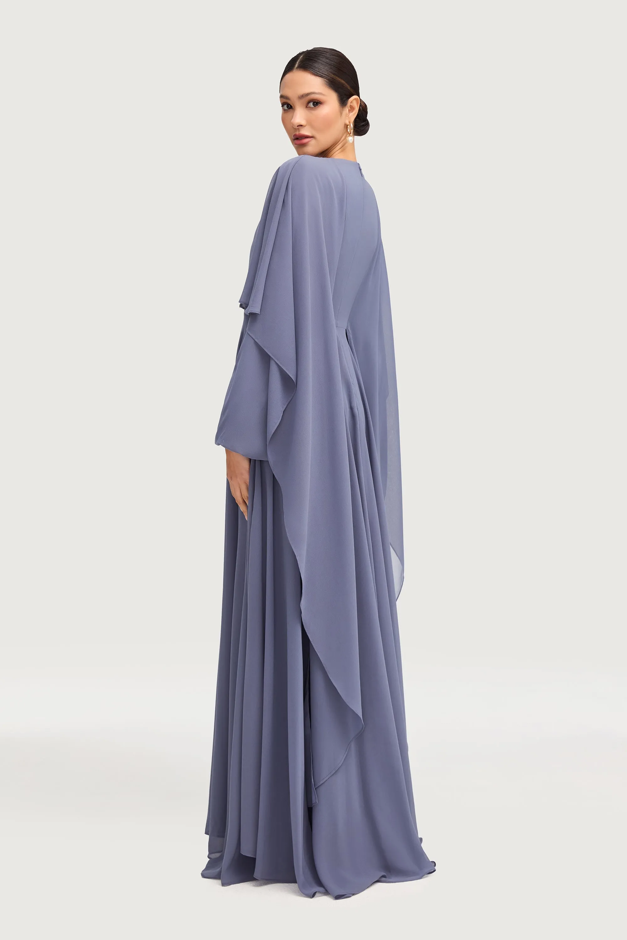 Falak Draped Chiffon Maxi Dress - Dusk