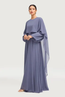 Falak Draped Chiffon Maxi Dress - Dusk