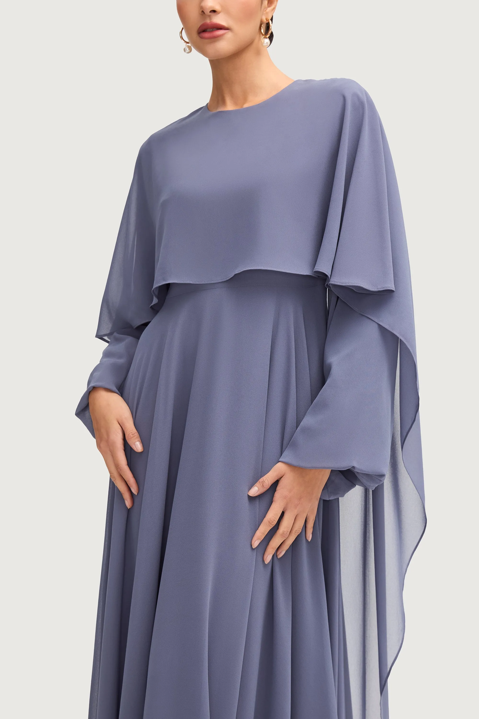 Falak Draped Chiffon Maxi Dress - Dusk