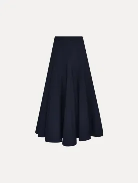 Flared Stretch Wool Skirt