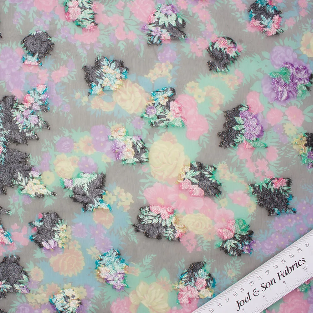 Floral/Black Silk Organza Jacquard