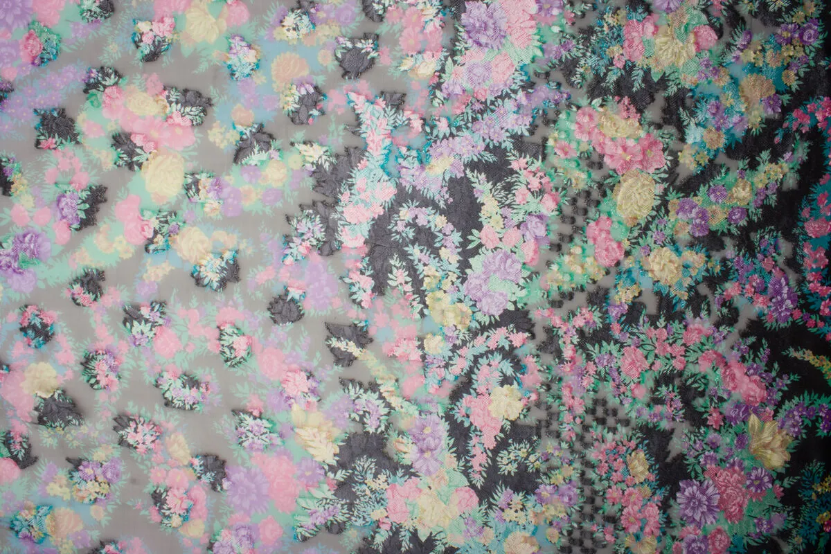 Floral/Black Silk Organza Jacquard