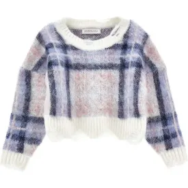 Girls Checked Wool Sweater