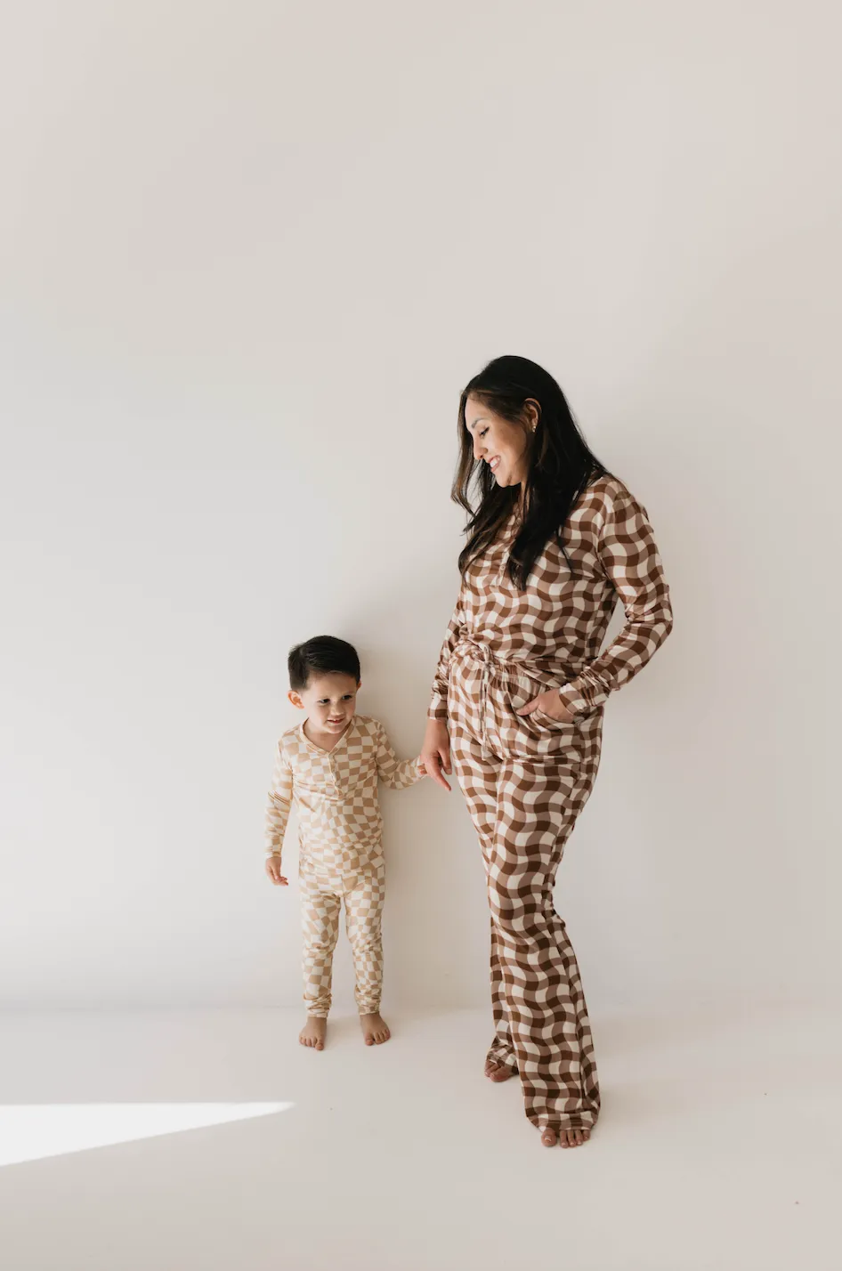 Gold Coast Wavy Checker  | Bamboo Two Piece Pajamas