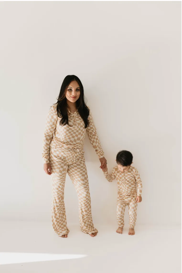 Gold Coast Wavy Checker  | Bamboo Two Piece Pajamas