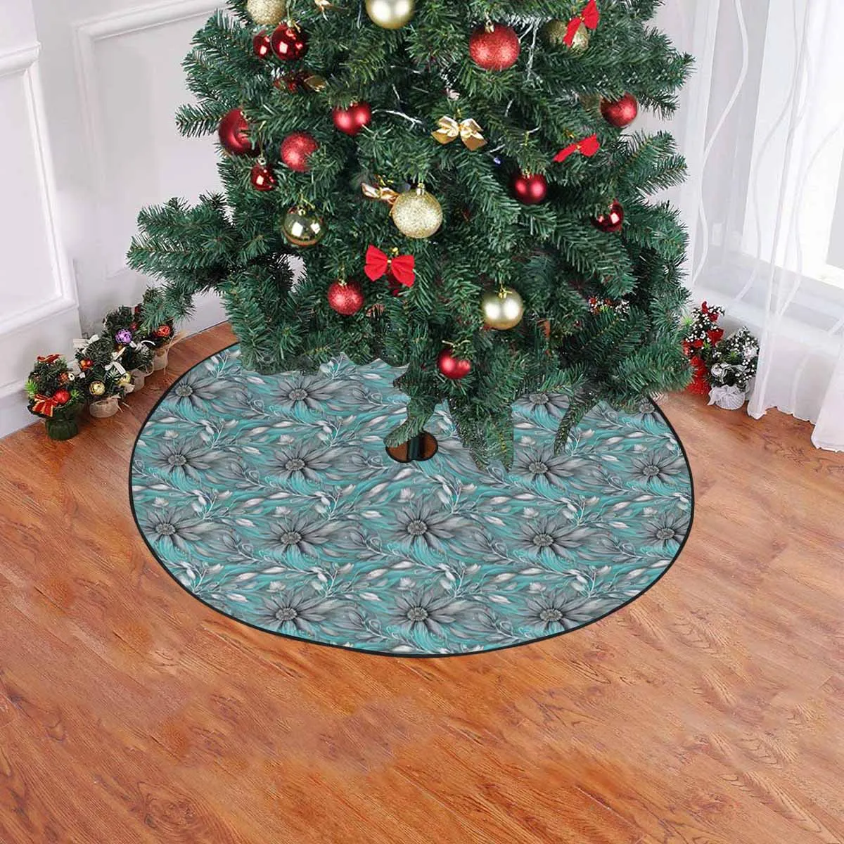 Green Elegant Floral 25  Christmas Tree Skirt