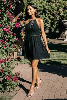 Hailey Lace Halter Dress in Black - FINAL SALE