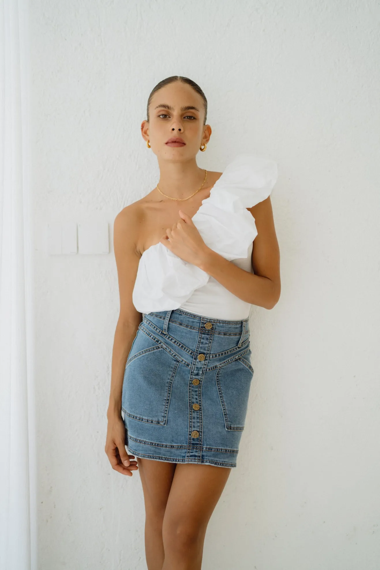 Hayden Blue Denim A-Line Mini Skirt