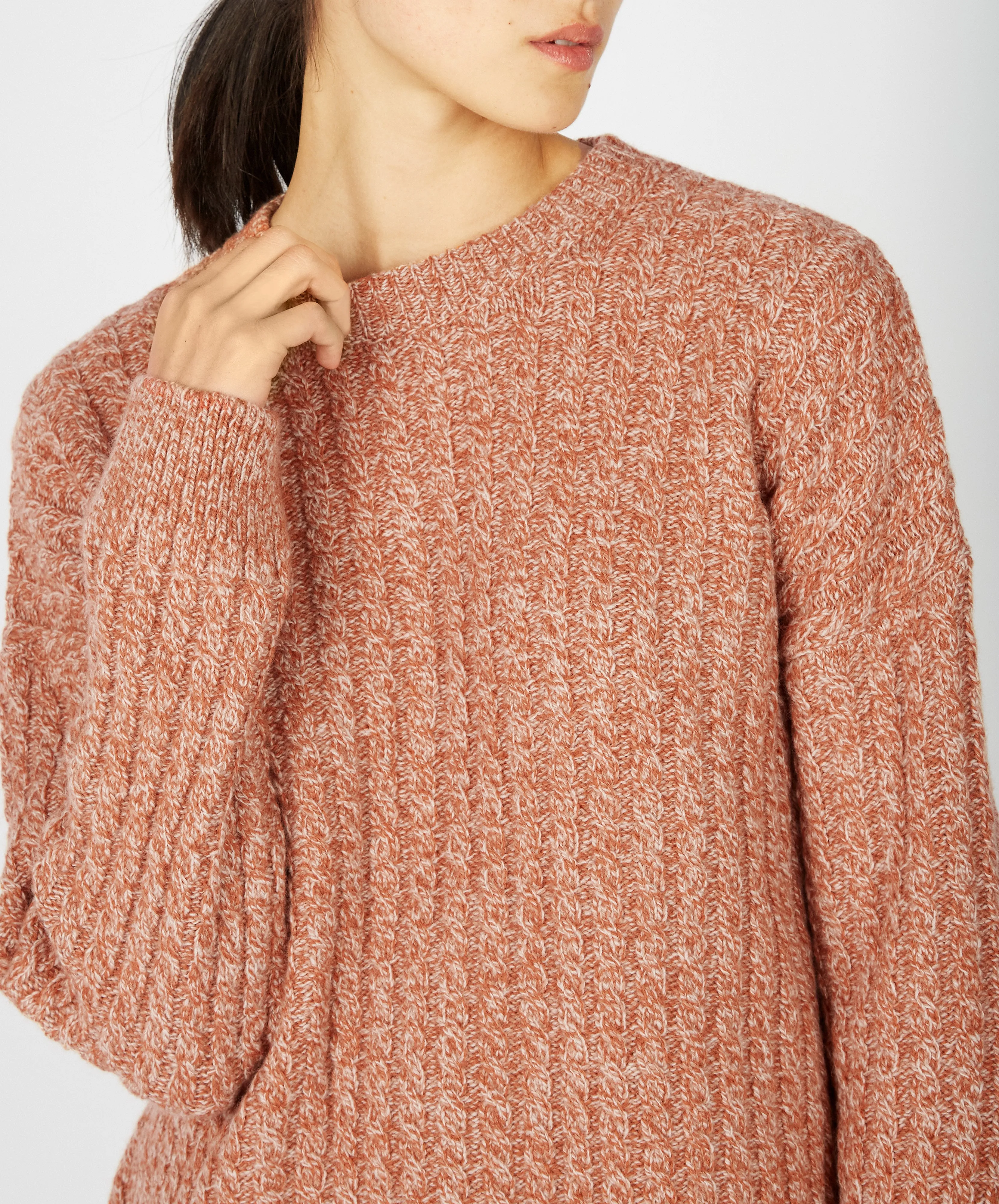 Irish - Corbin Cable Crew Neck - Cedar Marl