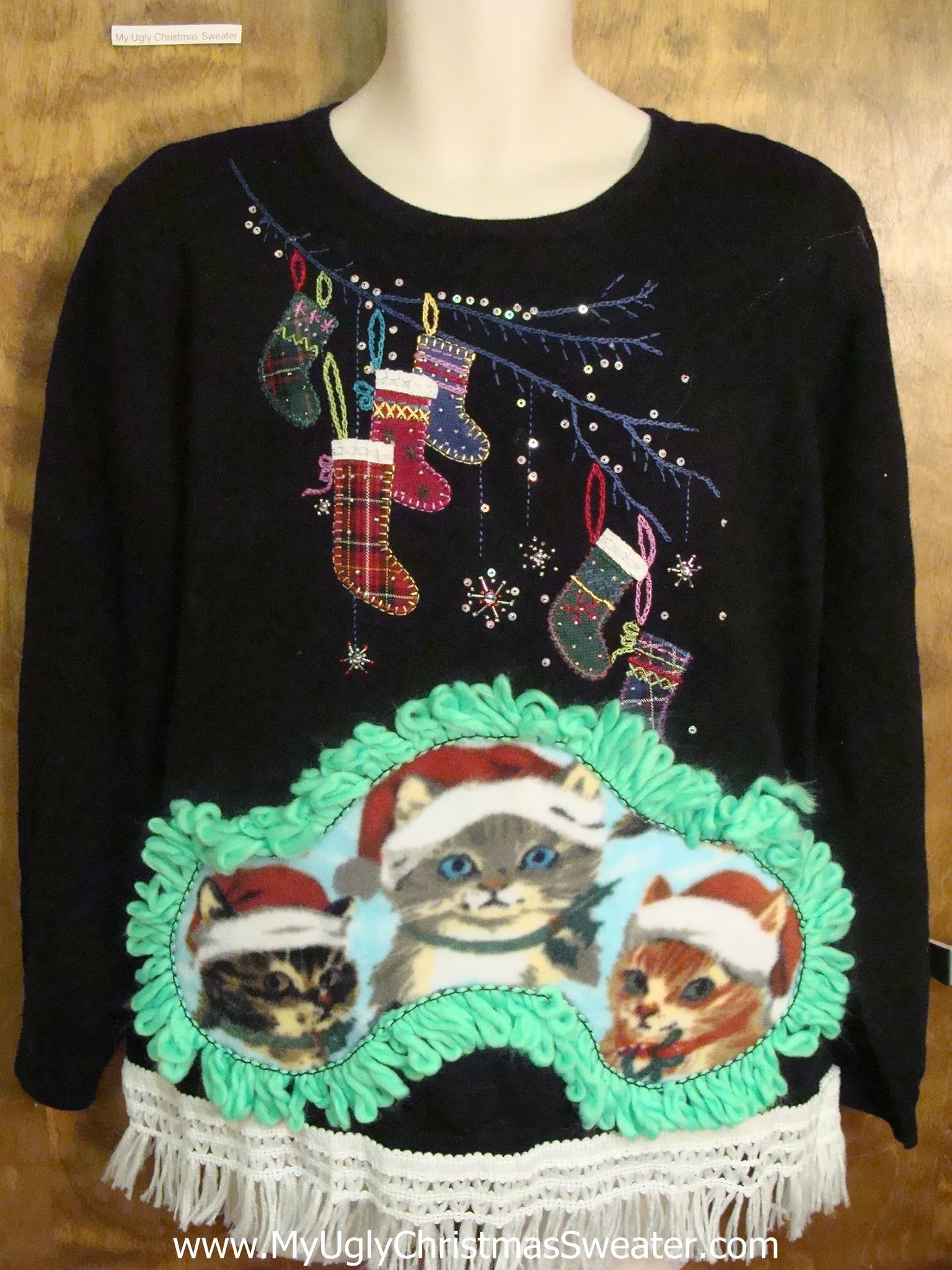 Kittens and their Stockings Ugly Christmas Sweater