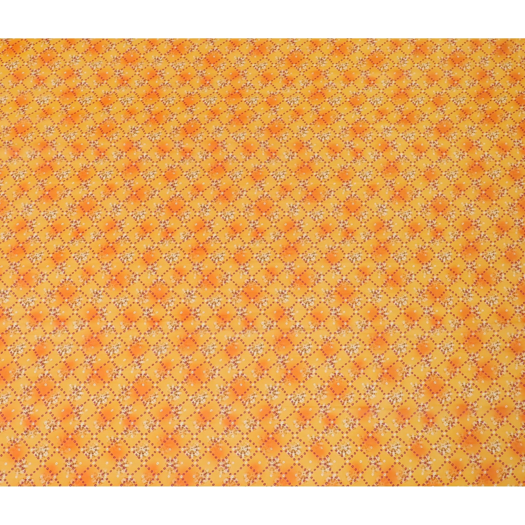 Light orange Premium pure silk chiffon fabric with multicolor print in floral design-D16994